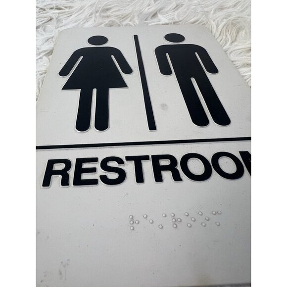 Restroom Sign for Business - ADA Compliant Braille Bathroom Sign with Double - Picture 3 of 5